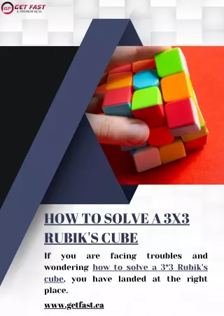 How To Solve a 3x3 Rubik's Cube