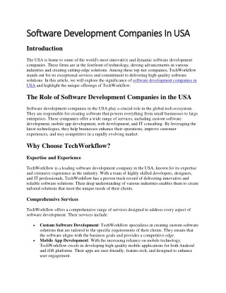 Software Development Companies In USA