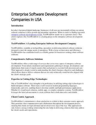 Enterprise Software Development Companies In USA