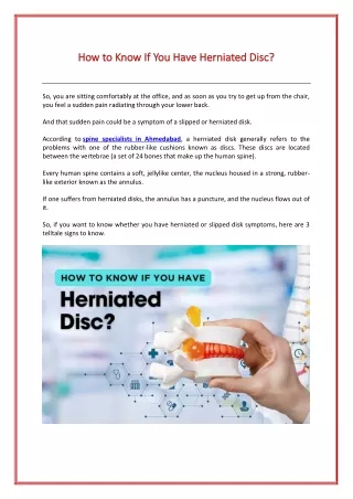 how to know if you have herniated disc