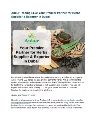 Your Premier Partner for Herbs Supplier & Exporter in Dubai