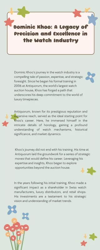 dominic khoo a legacy of precision and excellence