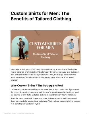 Custom Shirts for Men The Benefits of Tailored Clothing