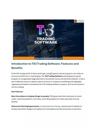 Introduction to TX3 Trading Software: Features and Benefits