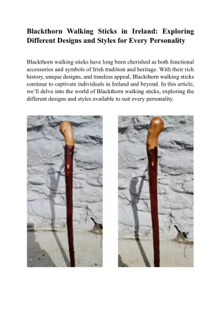Blackthorn Walking Sticks in Ireland Exploring Different Designs and Styles for Every Personality