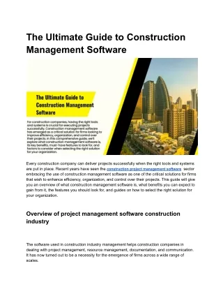 The Ultimate Guide to Construction Management Software