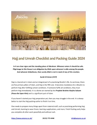 Hajj and Umrah Checklist and Packing Guide 2024