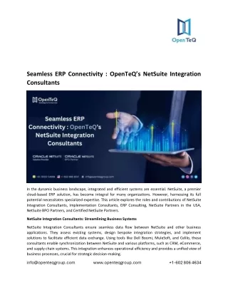 Seamless ERP Connectivity : OpenTeQ’s NetSuite Integration Consultants