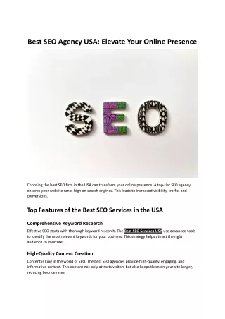 Best SEO Agency USA_ Elevate Your Online Presence