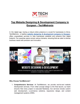 TechMetronix- Top Website Designing & Development Company in Gurgaon