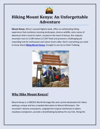 Hiking Mount Kenya: An Unforgettable Adventure