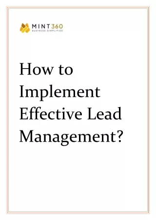 How to Implement Effective Lead Management