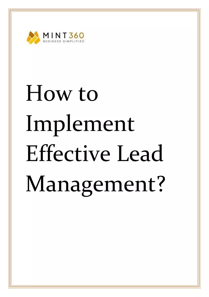 how to implement effective lead management