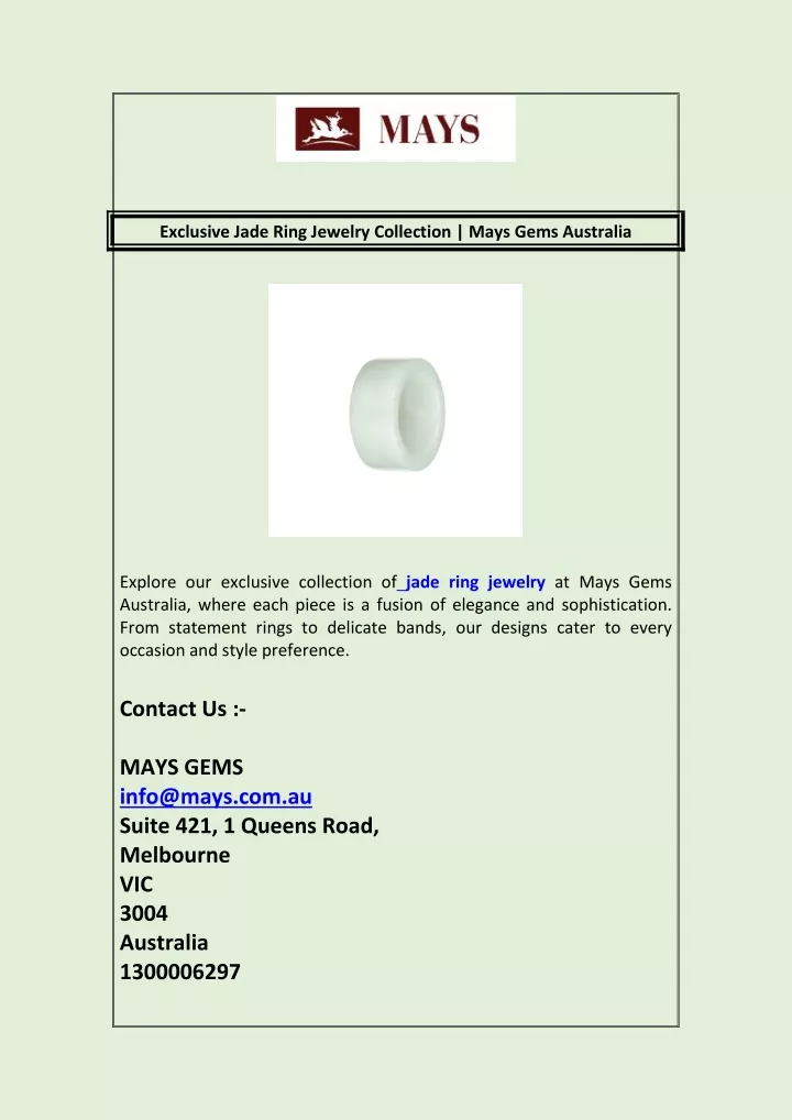 exclusive jade ring jewelry collection mays gems