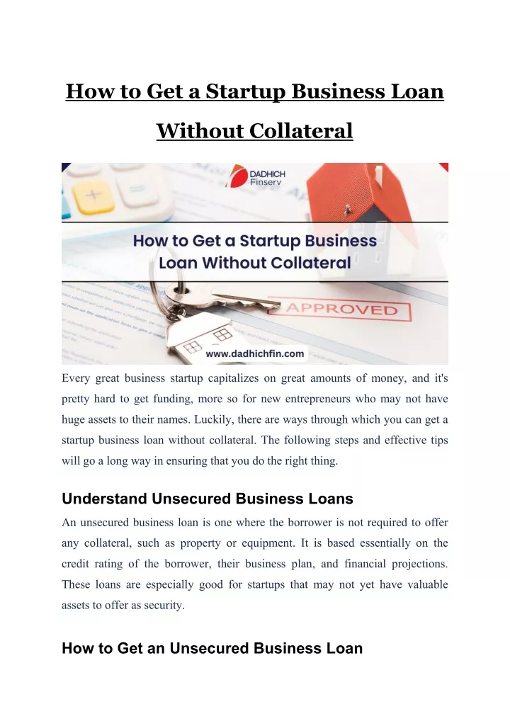 how to get a startup business loan without