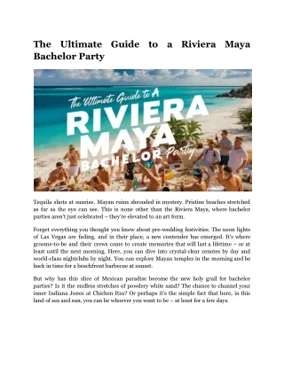 The Ultimate Guide to a Riviera Maya Bachelor Party