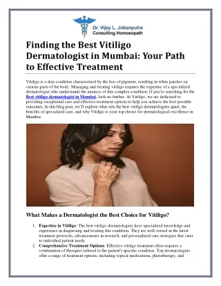 Leading Best vitiligo dermatologist in Mumbai