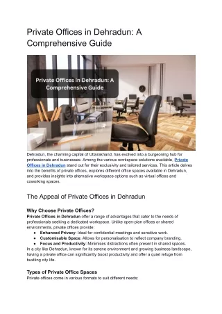 Private Offices in Dehradun_ A Comprehensive Guide