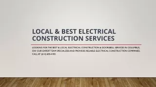 Local & Best Electrical Construction Services