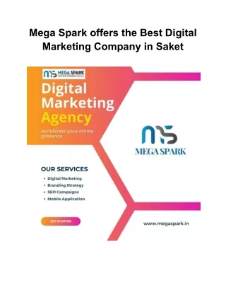 Mega Spark offers the Best Digital Marketing Company in Saket