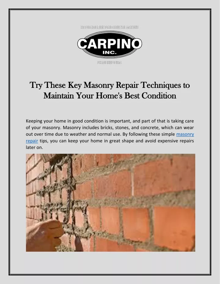 try these key masonry repair techniques