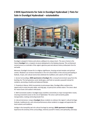 2 bhk apartments for sale in dundigal hyderabad