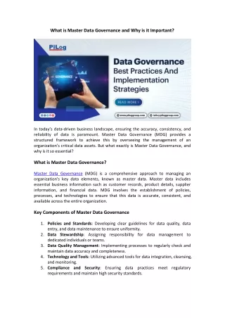 What is Master Data Governance and Why it is important