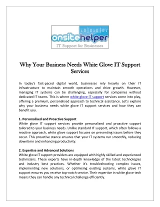 why your business needs white glove it support