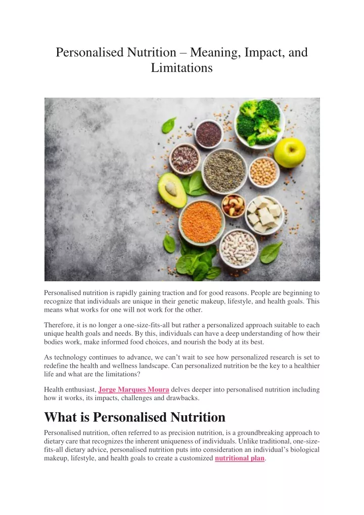 personalised nutrition meaning impact