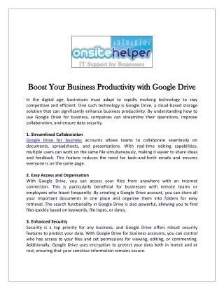 boost your business productivity with google