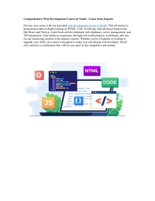 comprehensive web development course in noida