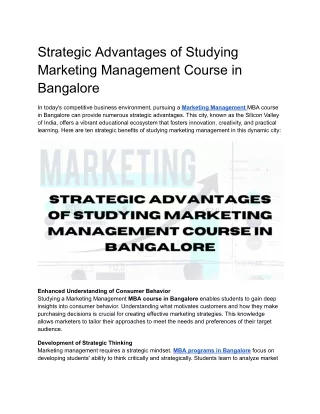 strategic advantages of studying marketing