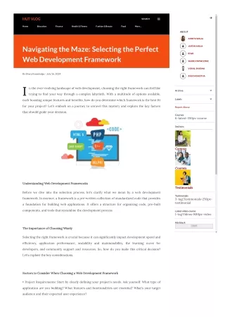 Navigating the Maze Selecting the Perfect Web Development Framework.