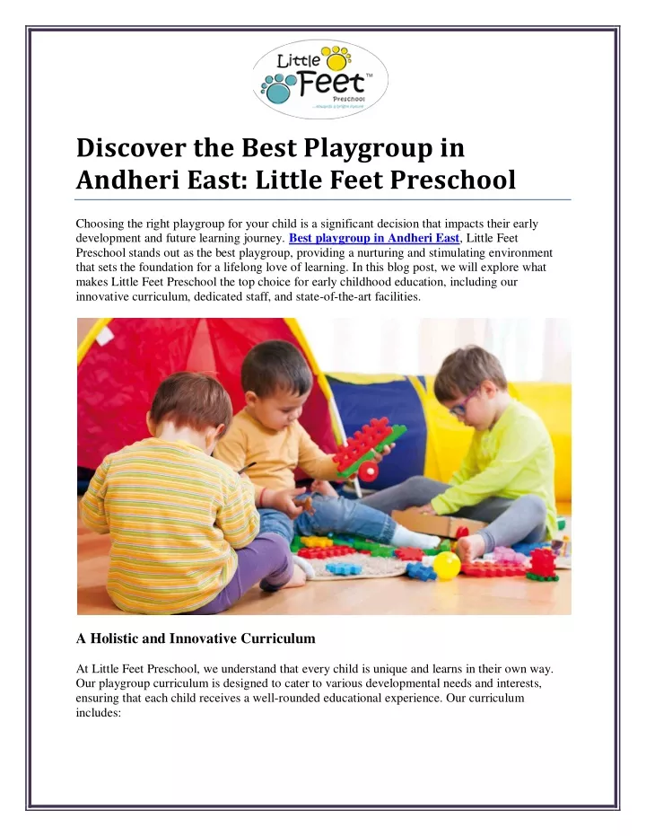 discover the best playgroup in andheri east