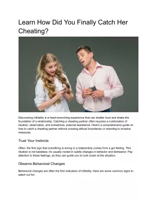 learn how did you finally catch her cheating