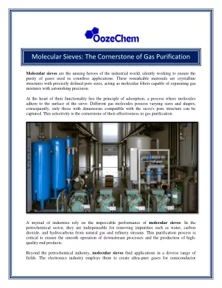 molecular sieves the cornerstone