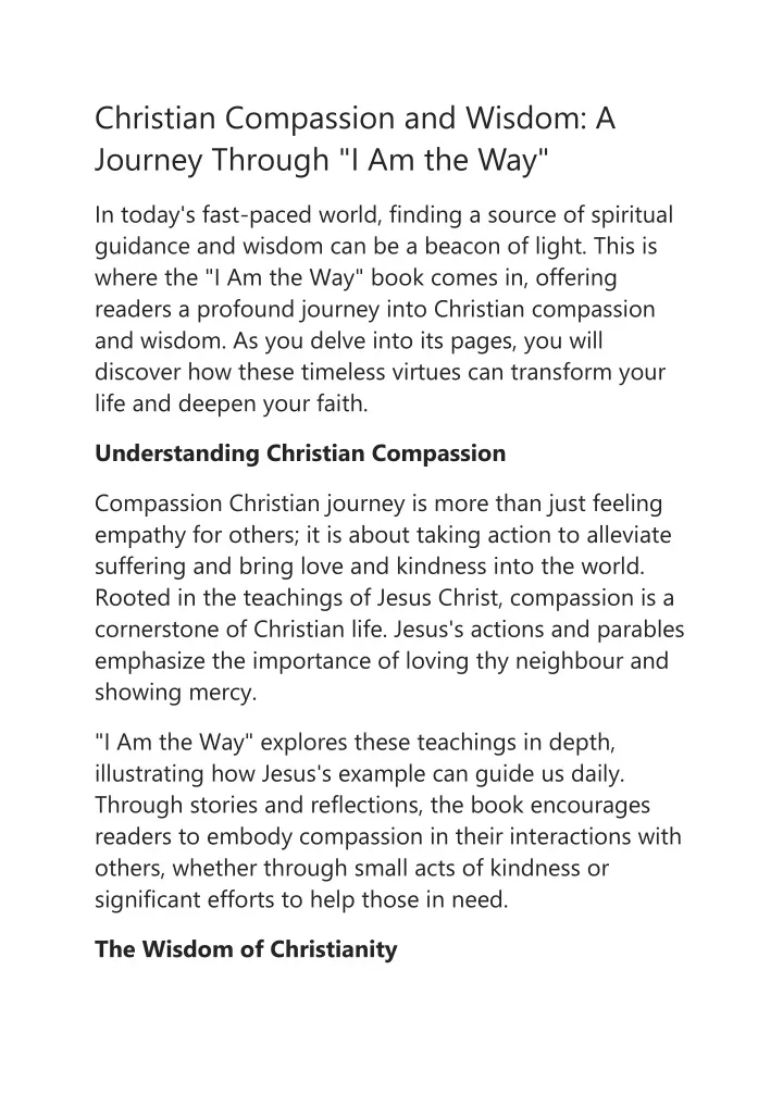 christian compassion and wisdom a journey through