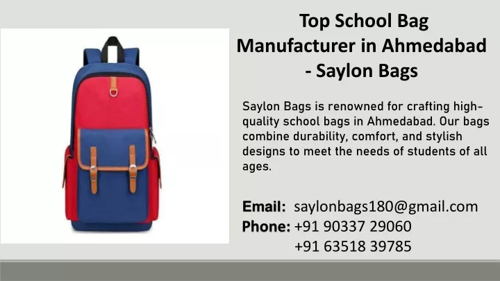 top school bag manufacturer in ahmedabad saylon