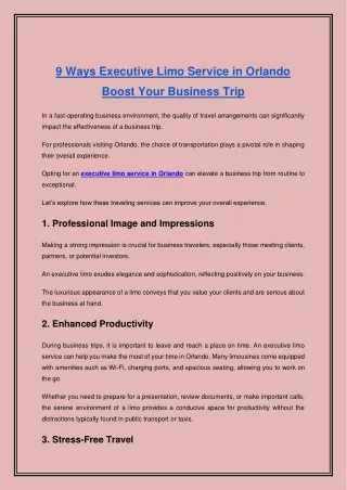 9 Ways Executive Limo Service in Orlando