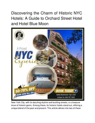 A Guide to Orchard Street Hotel and Hotel Blue Moon