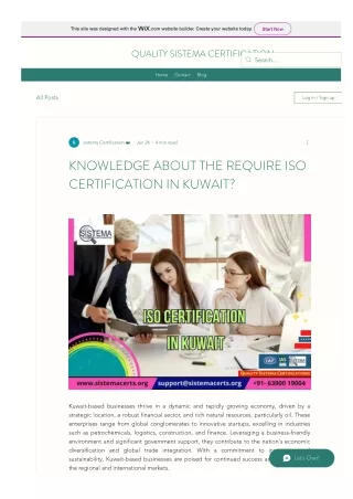 KNOWLEDGE ABOUT THE REQUIRE ISO CERTIFICATION IN KUWAIT?