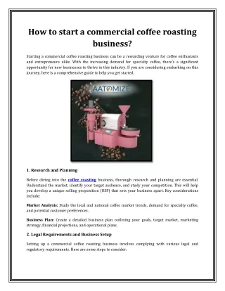 How to start a commercial coffee roasting business?