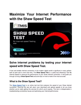 Maximize Your Internet Performance with the Shaw Speed Test
