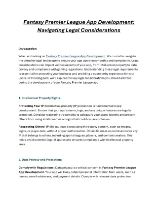 Fantasy Premier League App Development Navigating Legal Considerations