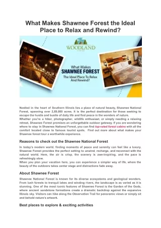 what makes shawnee forest the ideal place