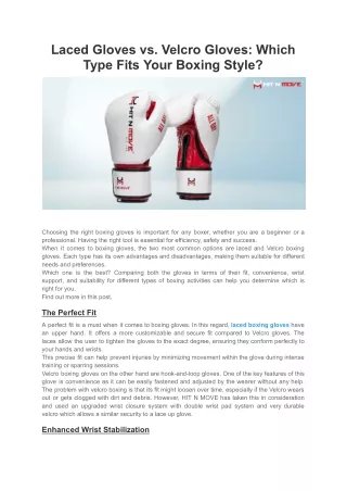 Laced Gloves vs. Velcro Gloves Which Type Fits Your Boxing Style