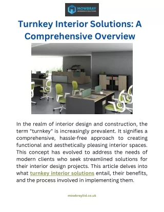 Turnkey Interior Solutions A Comprehensive Overview