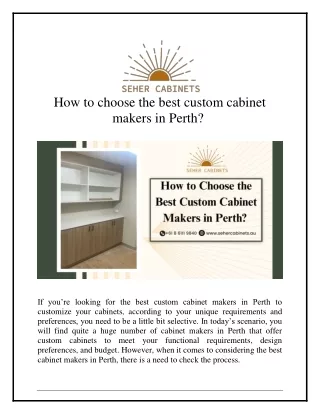 How to choose the best custom cabinet makers in Perth