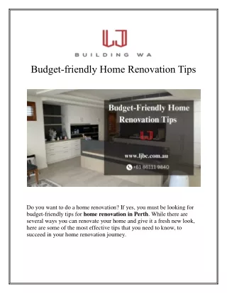 Budget-friendly Home Renovation Tips