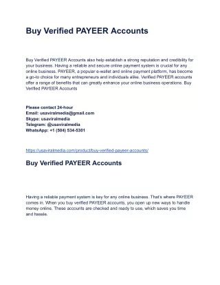 Buy Verified PAYEER Accounts